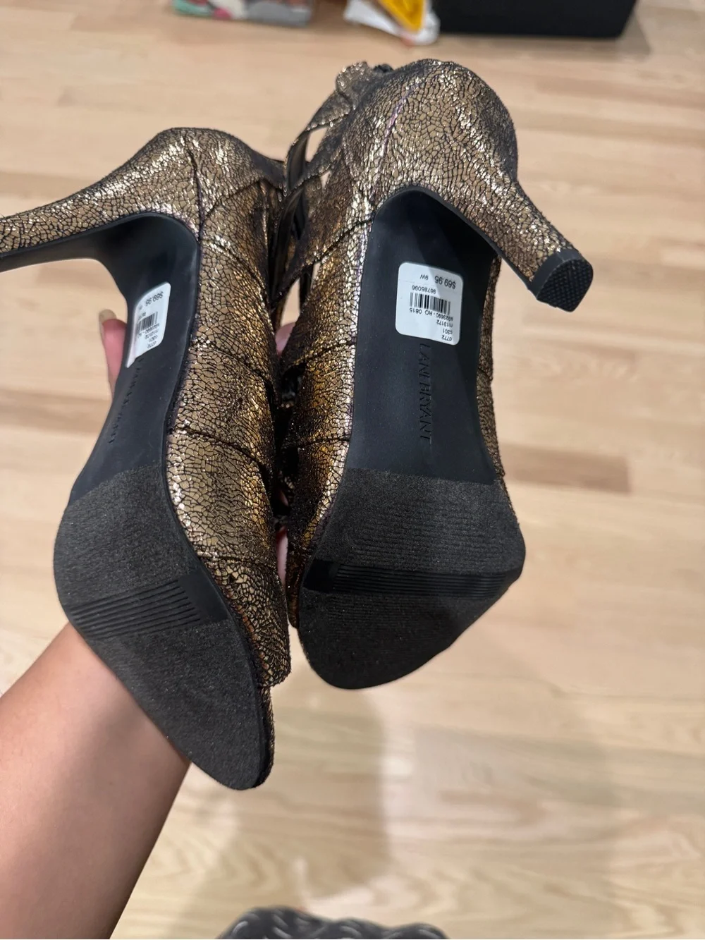 Lane Bryant Gold Glitter Strappy High Heel Sandals